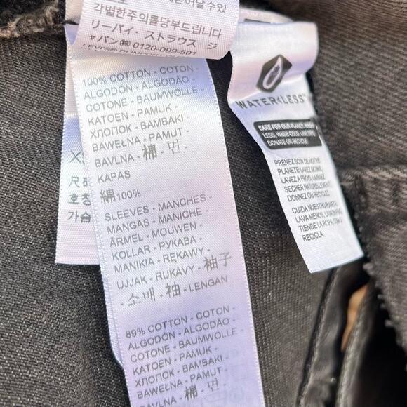 NEW Size XS Levis Ex Boyfriend Denim Hybrid Trucker Jean Jacket Washed Black - Picture 9 of 9